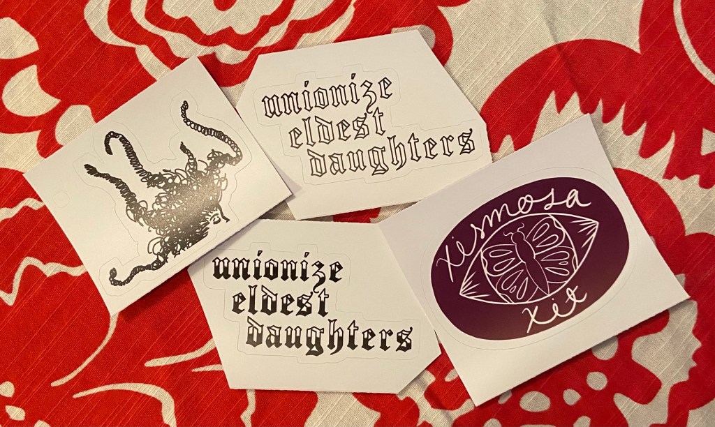 unionize eldest daughters stickers, tentacle hair sticker, curls