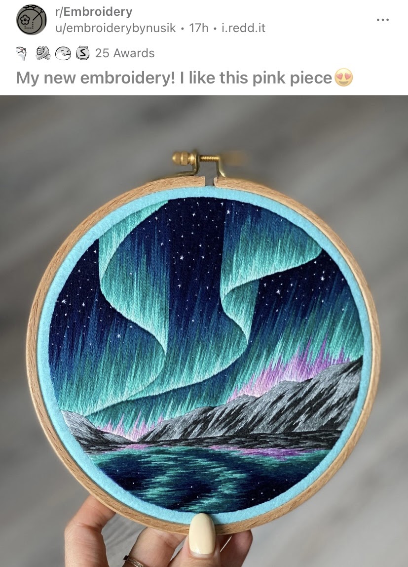 embroidery aurora borealis reddit