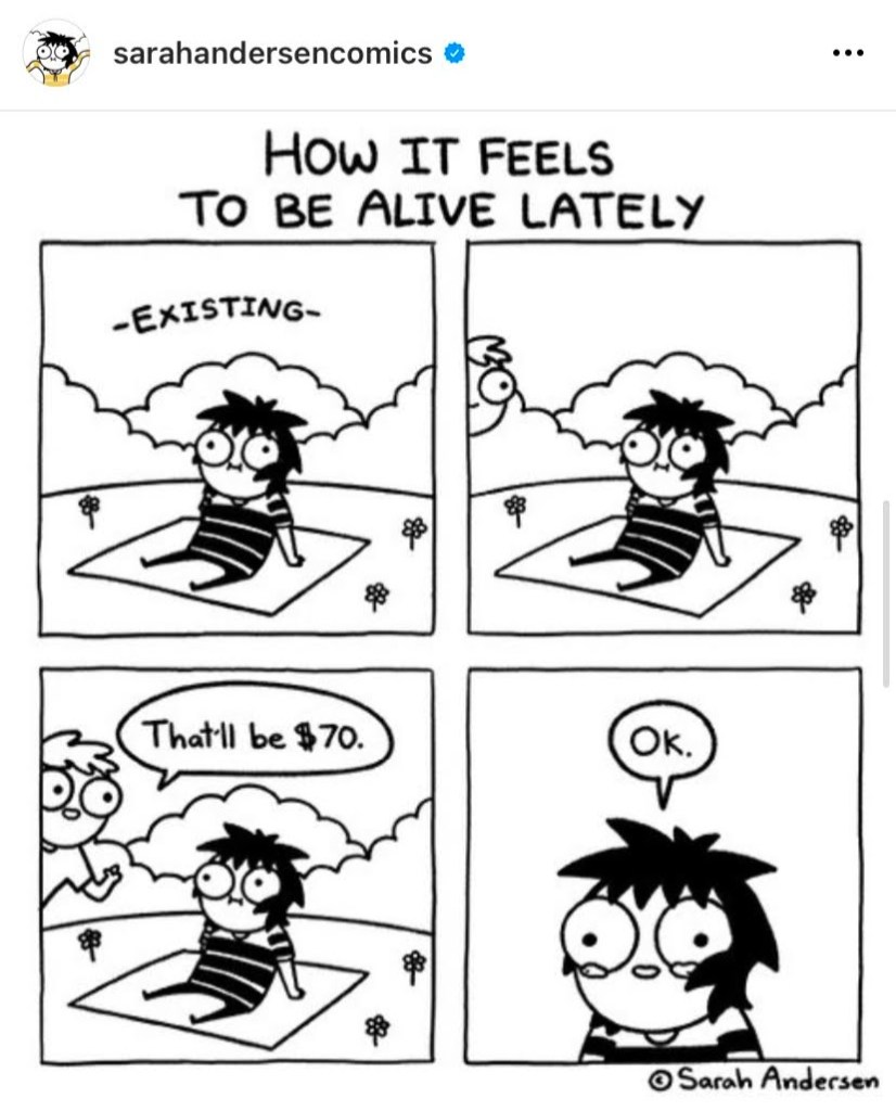 sarah andersen
how it feels to be alive today
existing
that'll be $70
ok