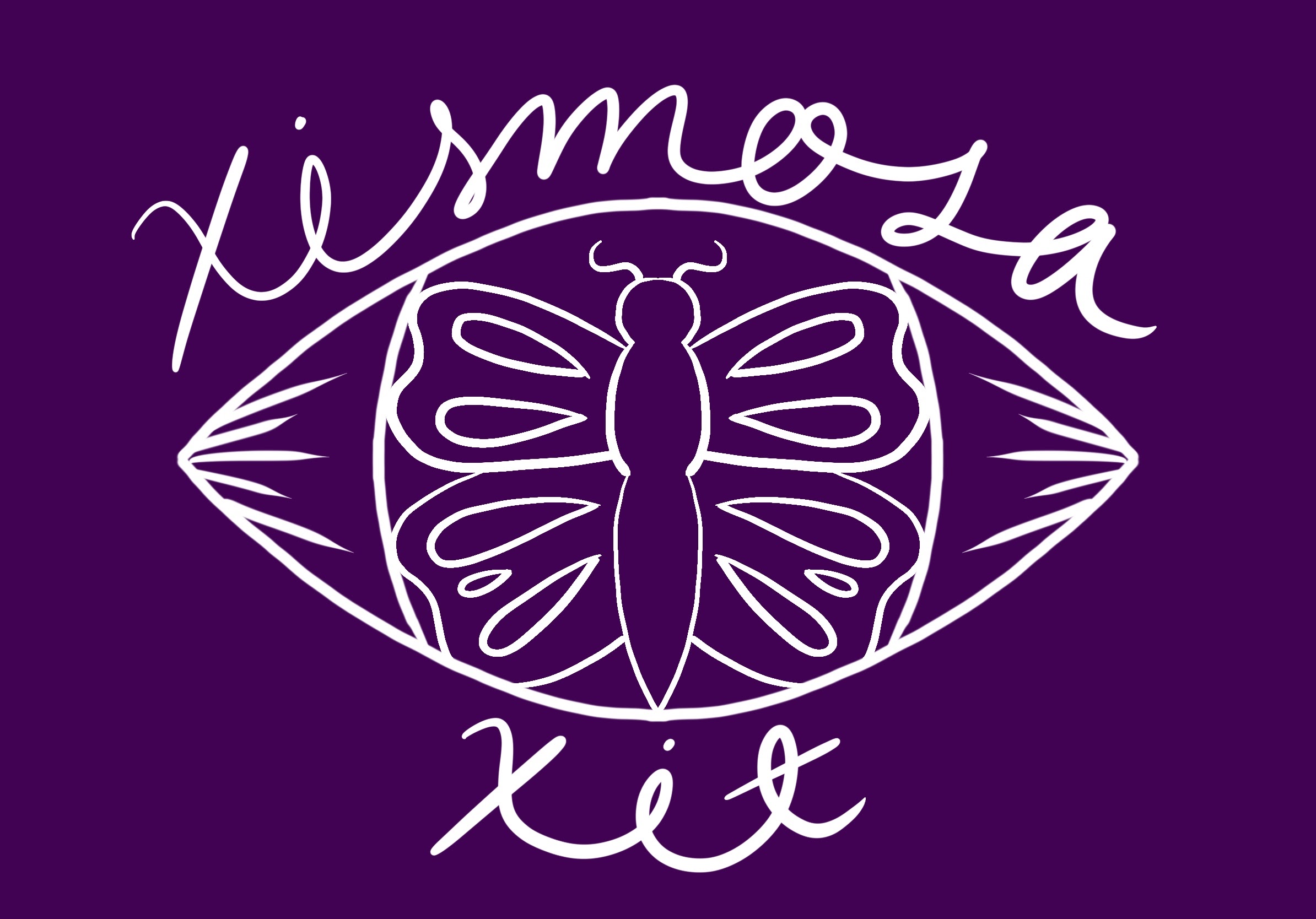 Xismosa xit purple eye butterfly logo cursive